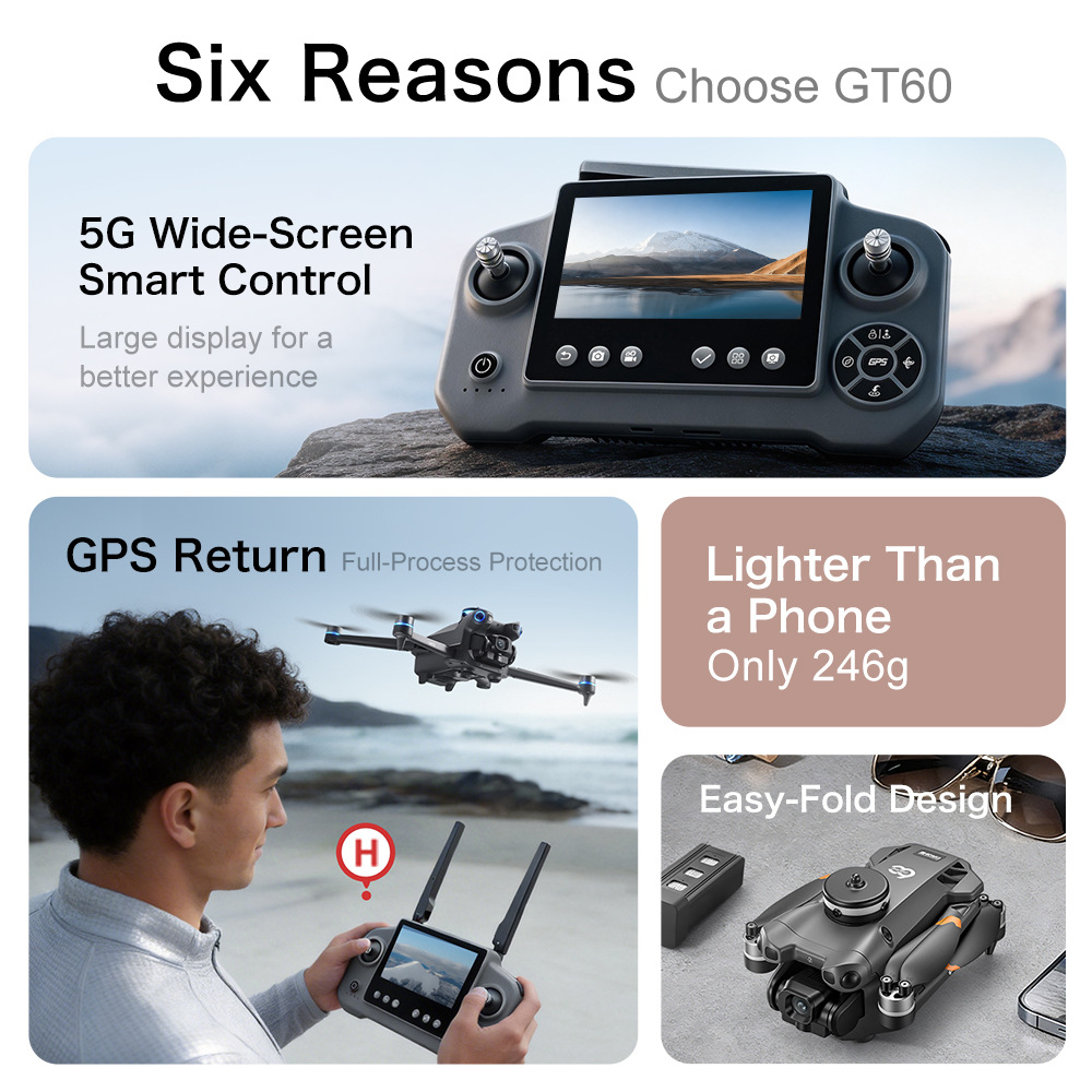 Drone GPS GT60 Baru, Quadcopte - Drone Camera Wide Angle ulasan dan harga